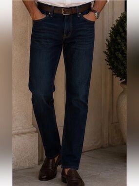 Men's Ethanol Super Comfy Straight Stretch Knot Jersey Dark Blue Jean 32x32